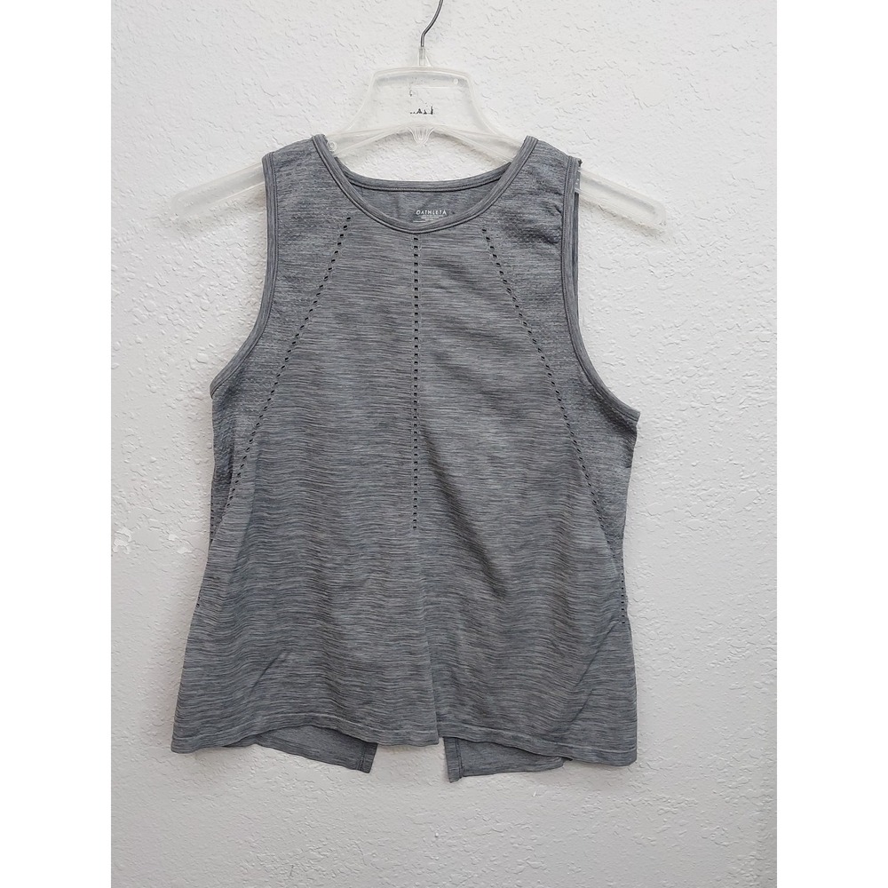 Athleta Foothill‎ Tank Top Womens Medium Heather Gray Split Flyaway Back Yoga